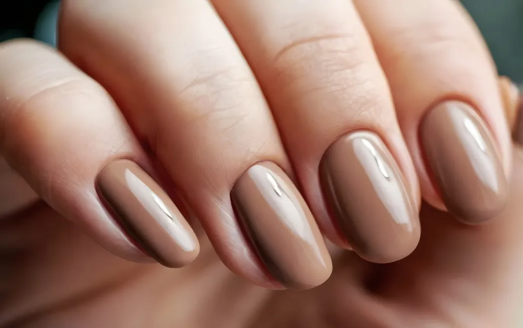 Delikatny manicure w kolorze Mocha Mousse